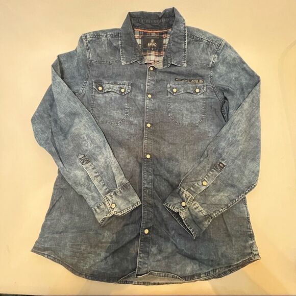 Buffalo by David Bitton Salindo denim shirt with mother of Pearl snaps size L - Picture 2 of 13